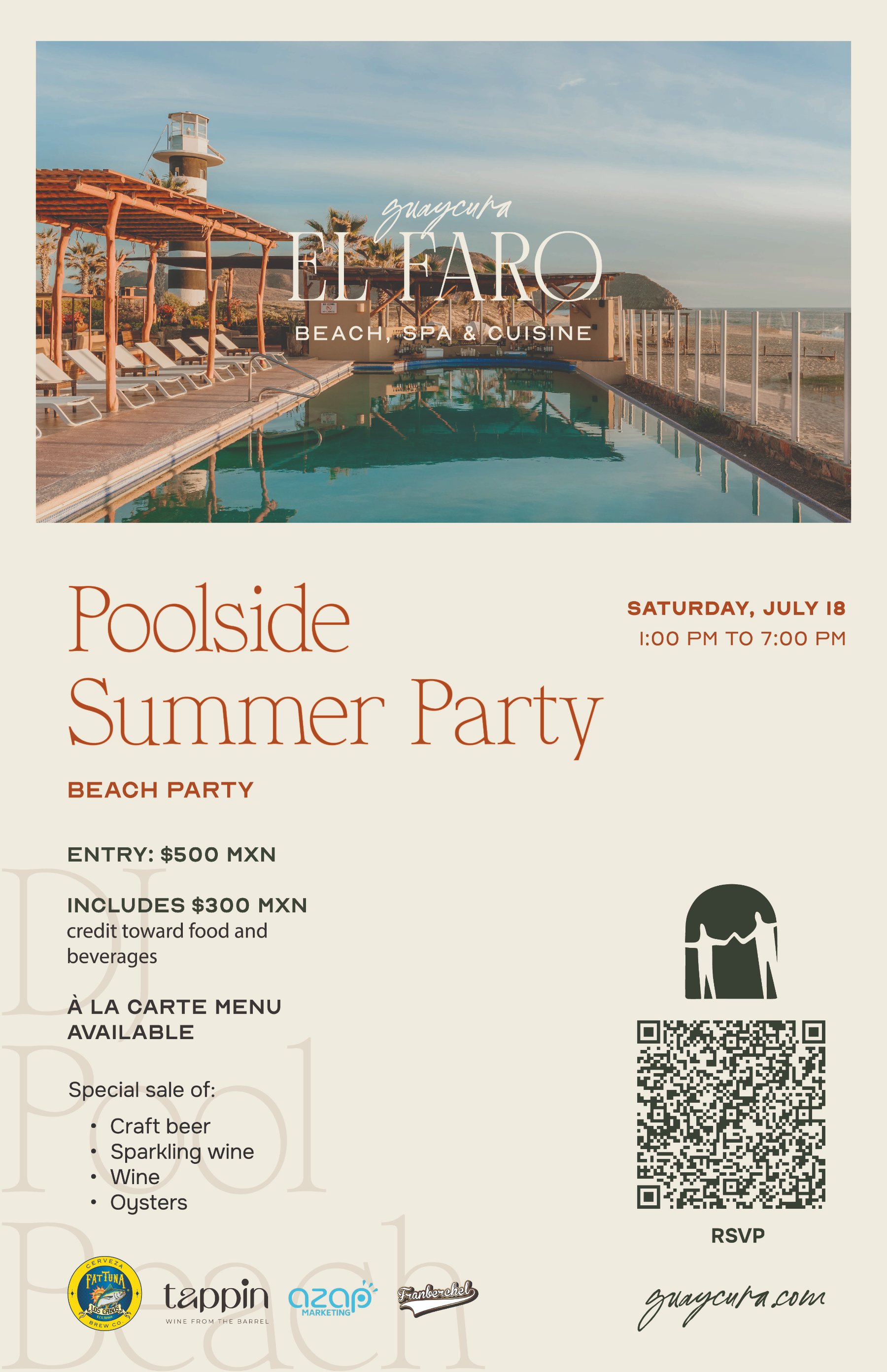 POOL SUMMER PARTY - EL FARO BEACH CLUB & SPA poster