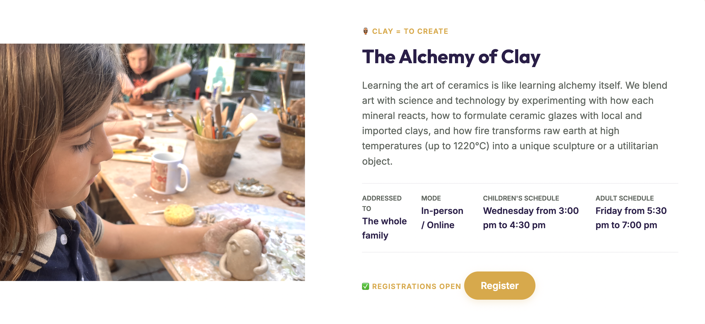The Alchemy of Clay: Adult's Workshop poster