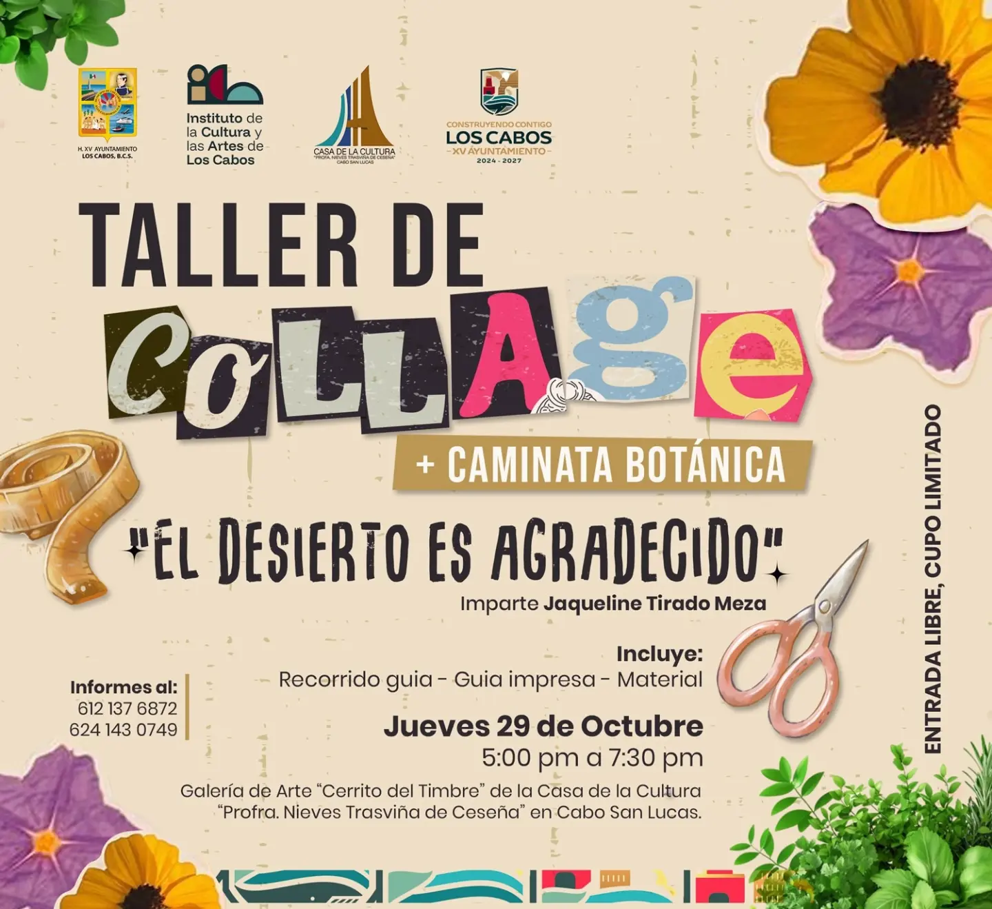 Taller de Collage + Caminata Botánica poster