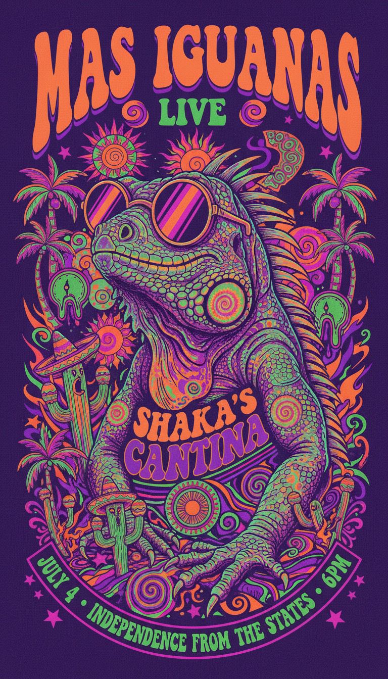 Más Iguanas live at Shaka's Cantina poster