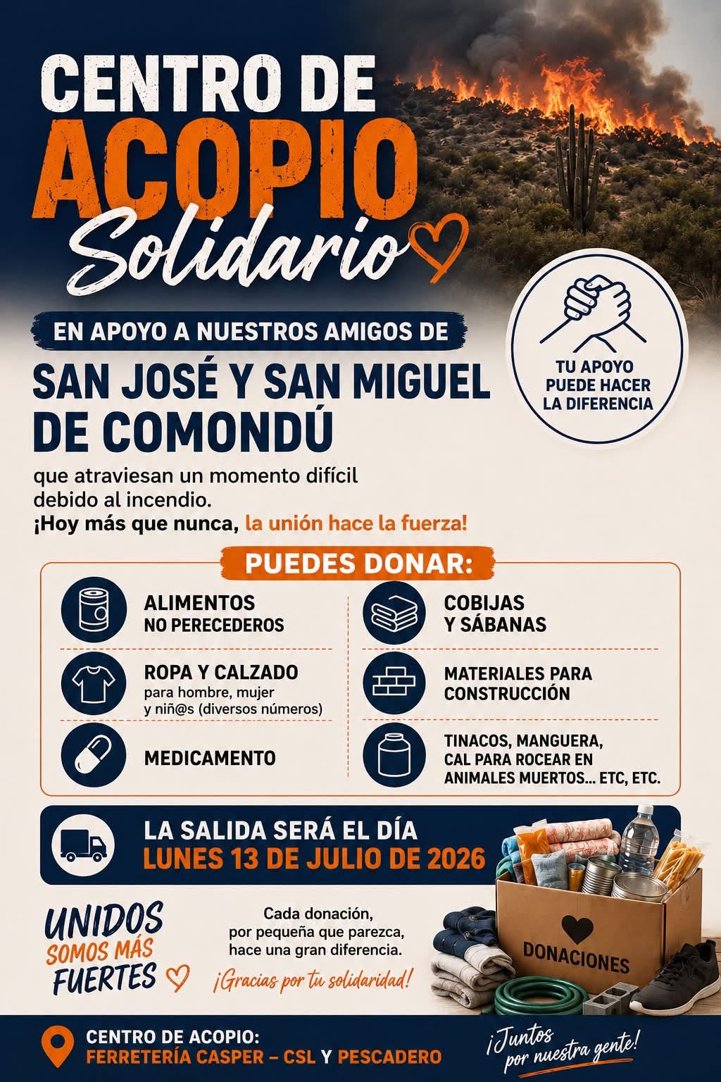 Solidarity Collection Drive for San José and San Miguel de Comondú poster