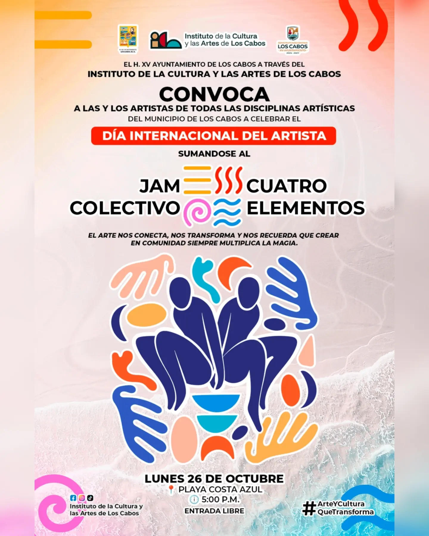 JAM Colectivo “4 Elementos” — open community art jam for International Artist Day (Playa Costa Azul, SJD)