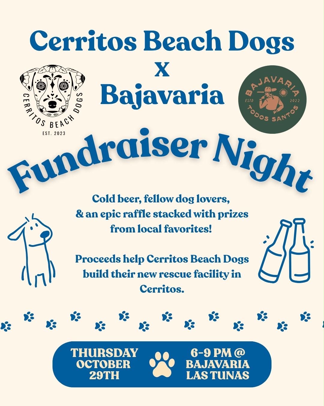 Cerritos Beach Dogs Fundraiser Night at Bajavaria poster