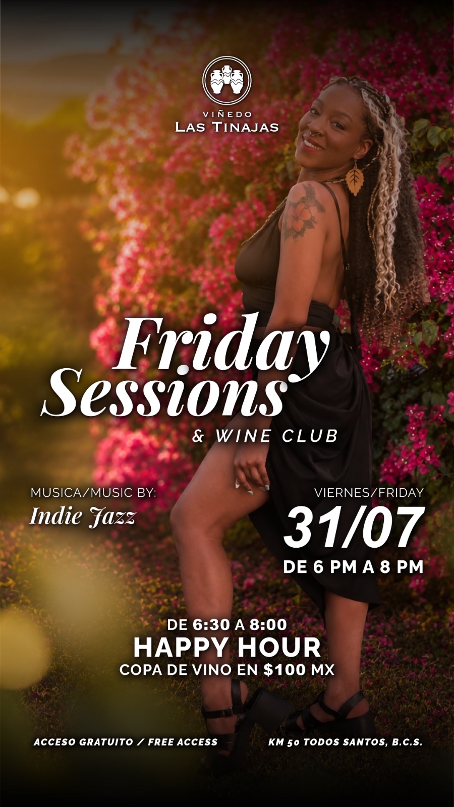 FRIDAY SESSION & WINE CLUB AT VIÑEDO LAS TINAJAS poster