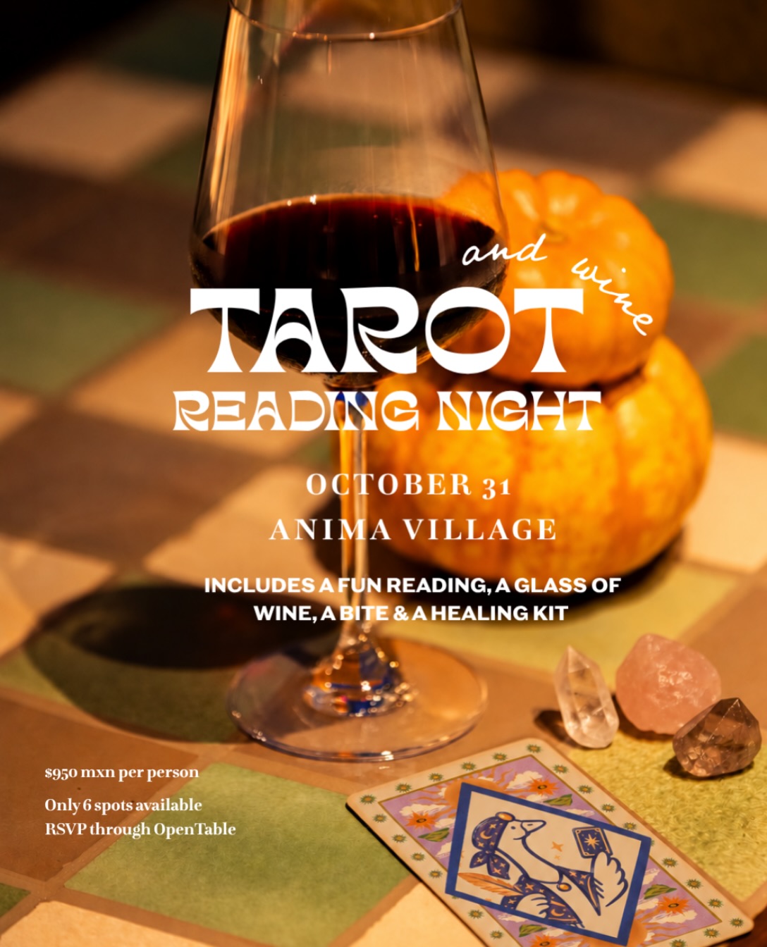Tarot & Wine Reading Night — Halloween tarot readings at Cream Ánima · Bar (Cabo San Lucas)