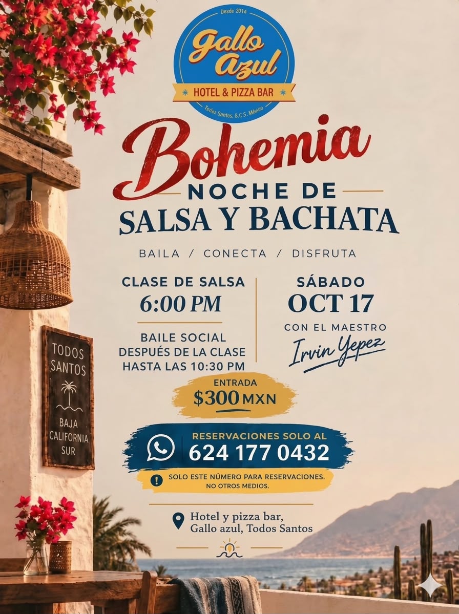 Bohemian Salsa & Bachata Night — Gallo Azul (Todos Santos)