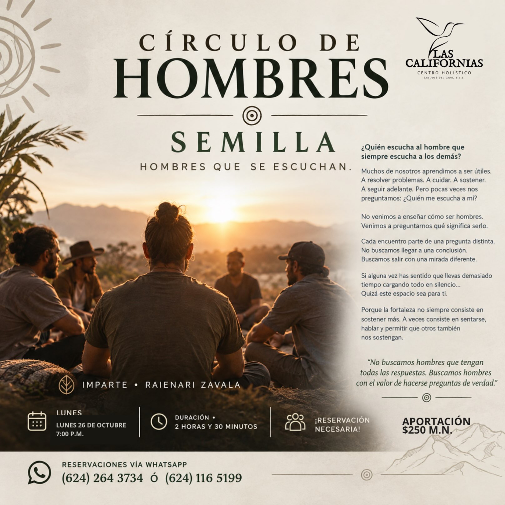 Círculo de Hombres: SEMILLA (Men’s Circle: Seed) — Las Californias Centro Holístico, San José del Cabo