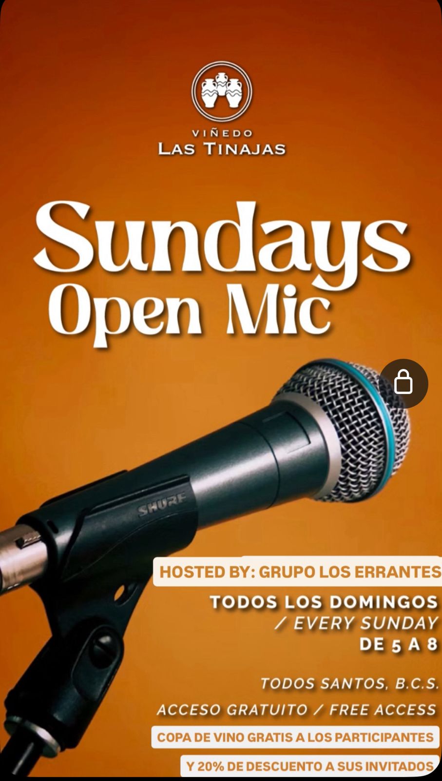 OPEN MIC VIÑEDO LAS TINAJAS poster