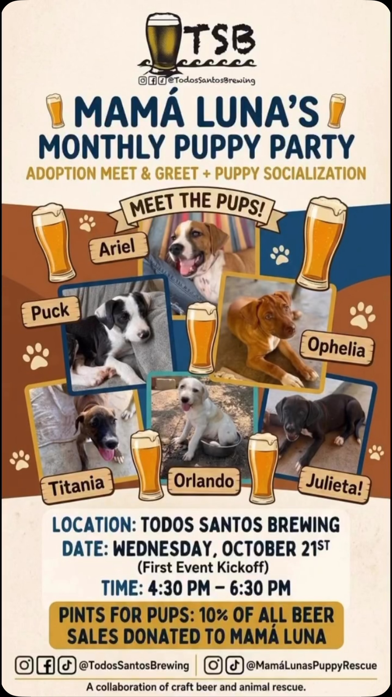 Mamá Luna’s Monthly Puppy Party — Todos Santos Brewing