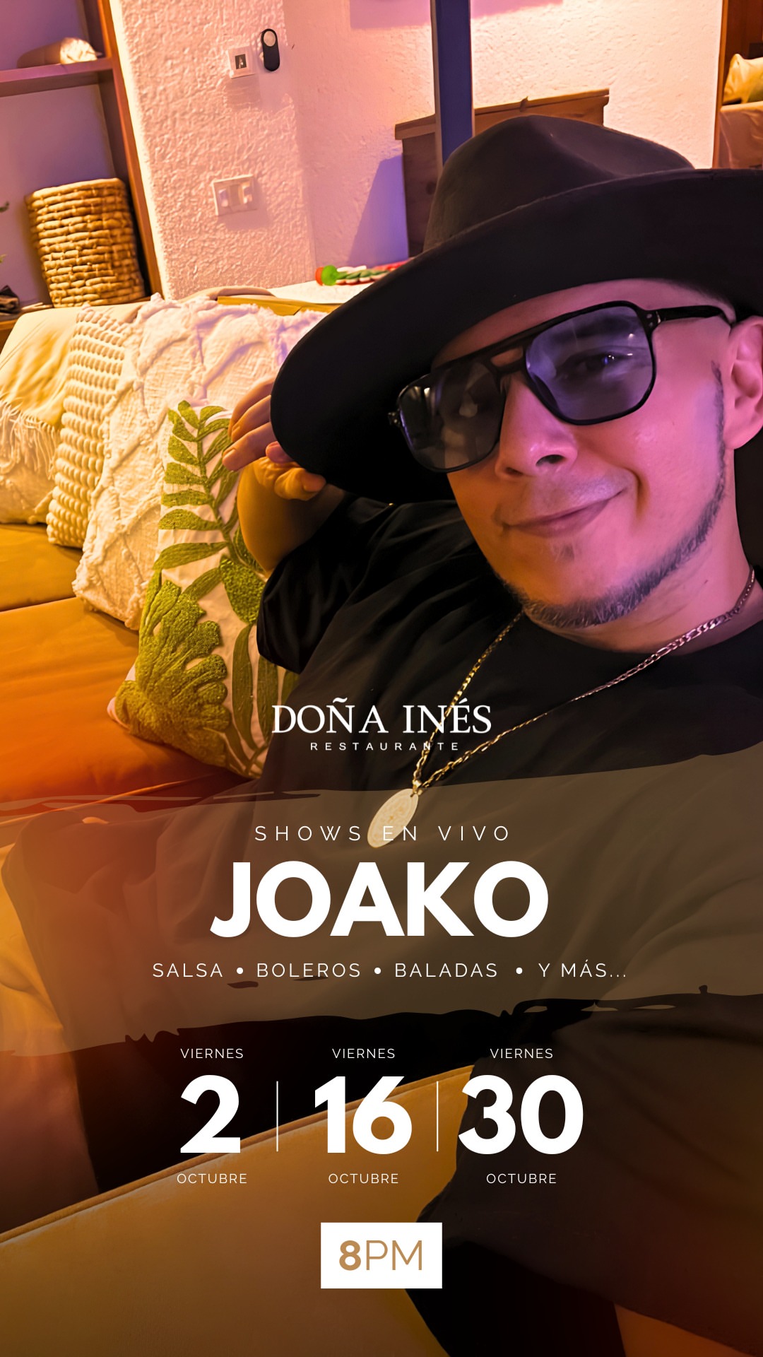 Joako live — salsa, boleros & ballads at Doña Inés Restaurante