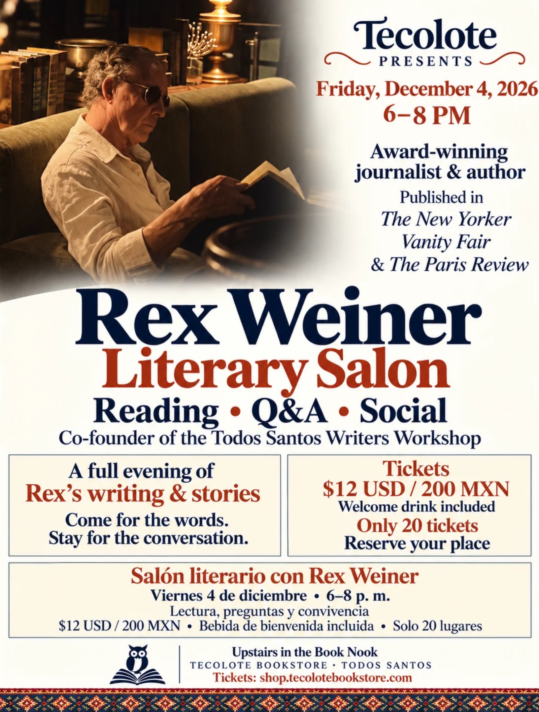 Rex Weiner Literary Salon poster