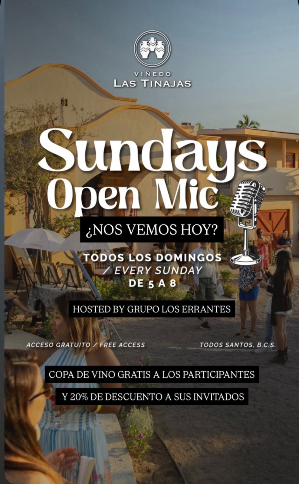 Sunday Open Mic at Viñedo Las Tinajas poster