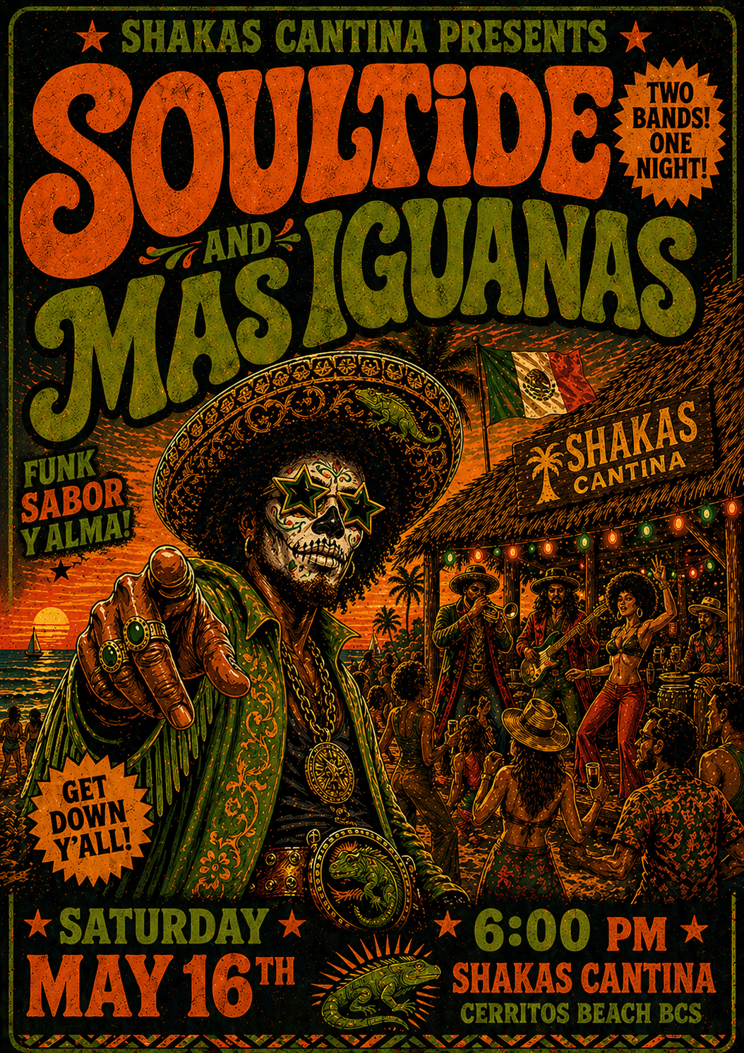 Soultide and Mas Iguanas Live Music poster
