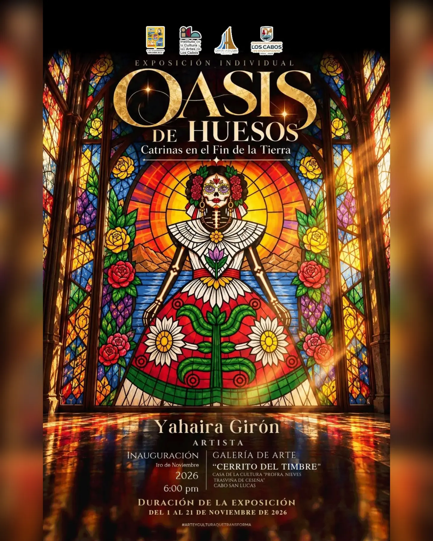 “Oasis de Huesos: Catrinas en el Fin de la Tierra” — Yahaira Girón catrina exhibition opening (Cerrito del Timbre, CSL)