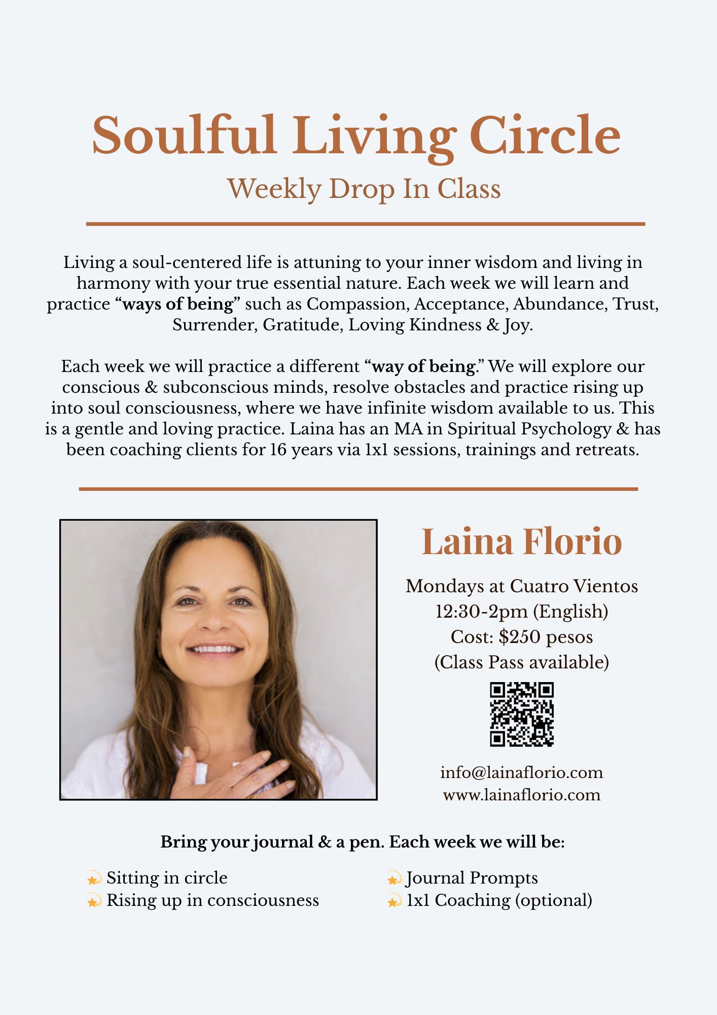 Soulful Living Circle - Weekly Drop In Class poster
