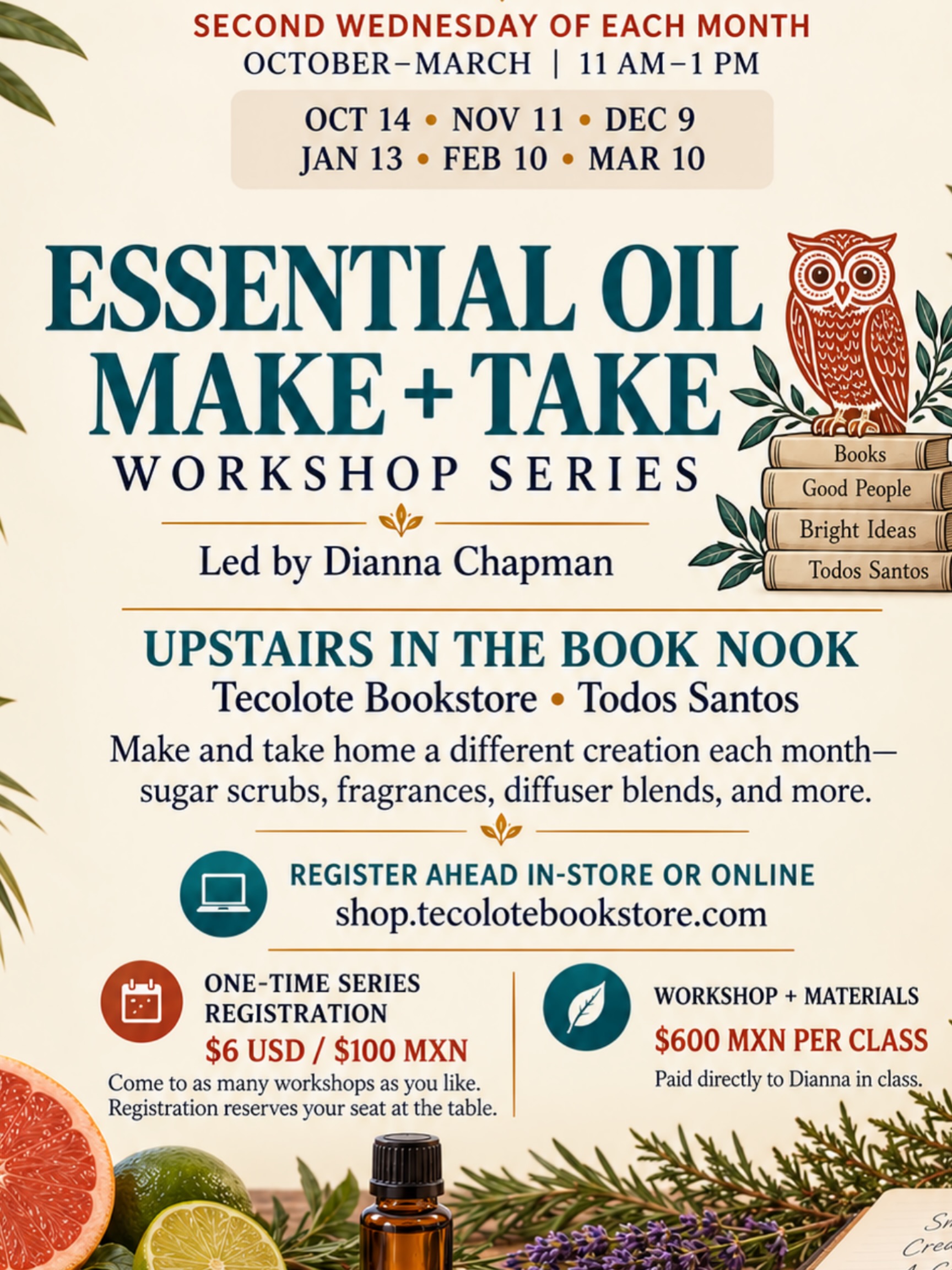 Essential Oil Make + Take Workshop Series poster