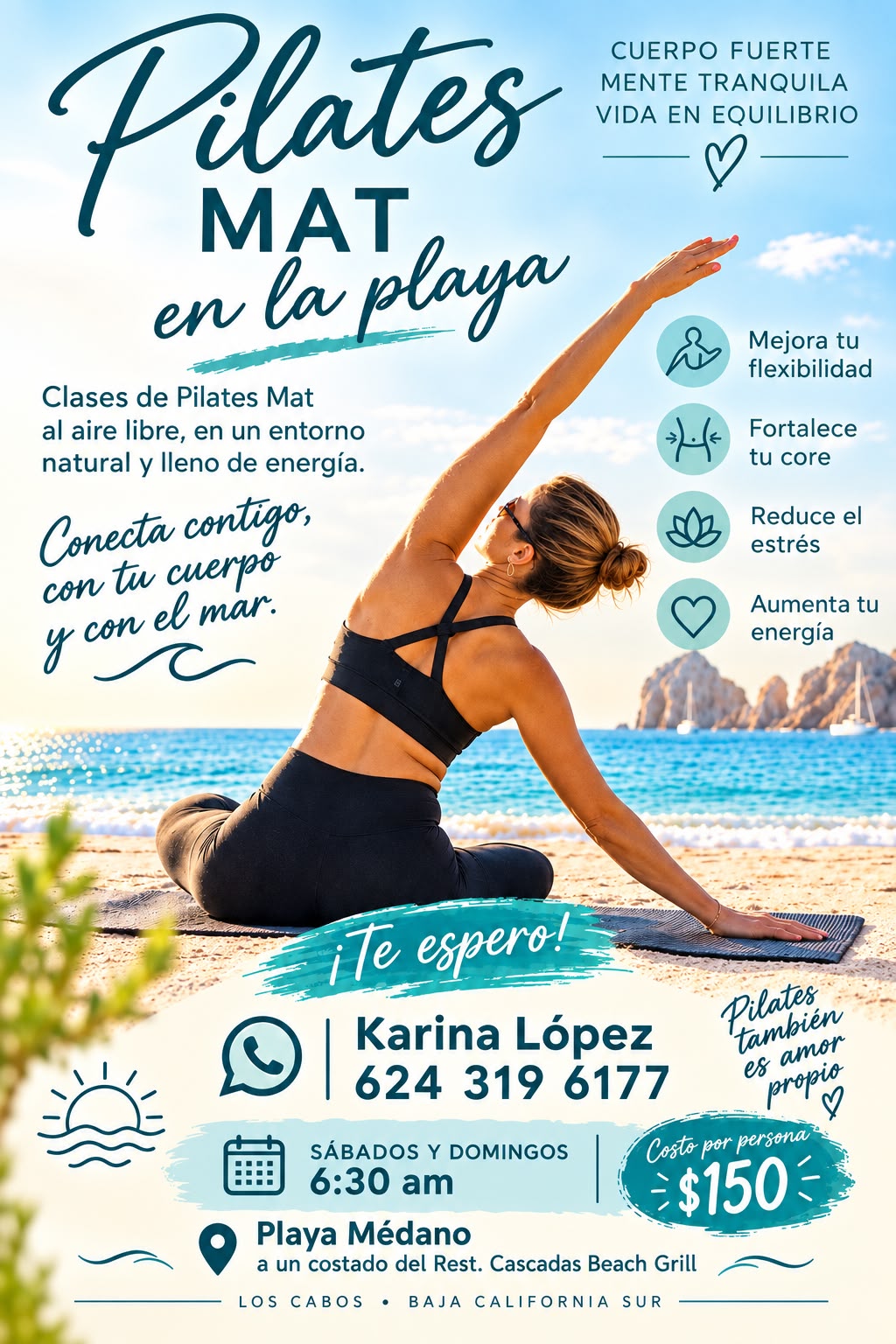 Pilates Mat on the Beach poster